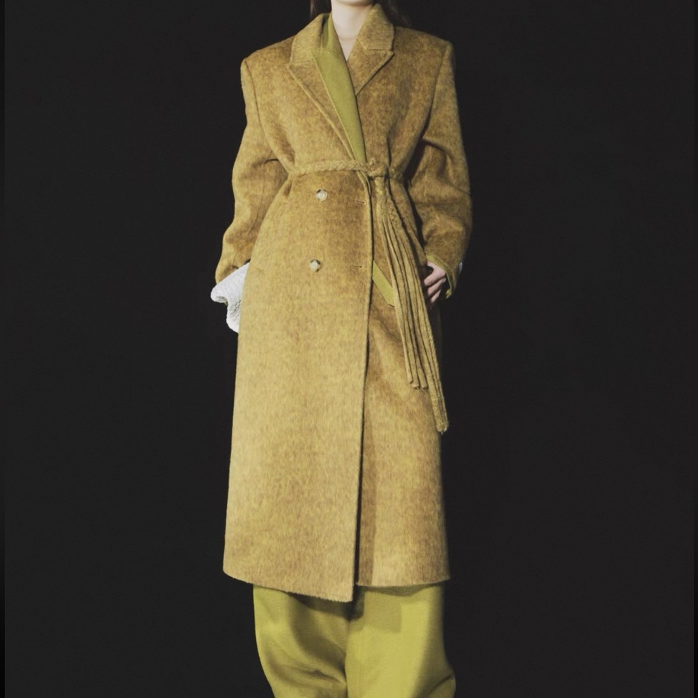Stylish Mustard Yellow Long wool Coat